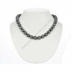 Black Tahitian Pearl Necklace with 14k White Gold Diamond Clasp